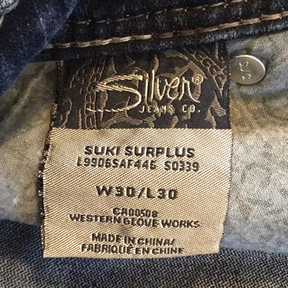 Silver Suki Surplus Jeans. Women’s size 30/30 - Picture 7 of 15